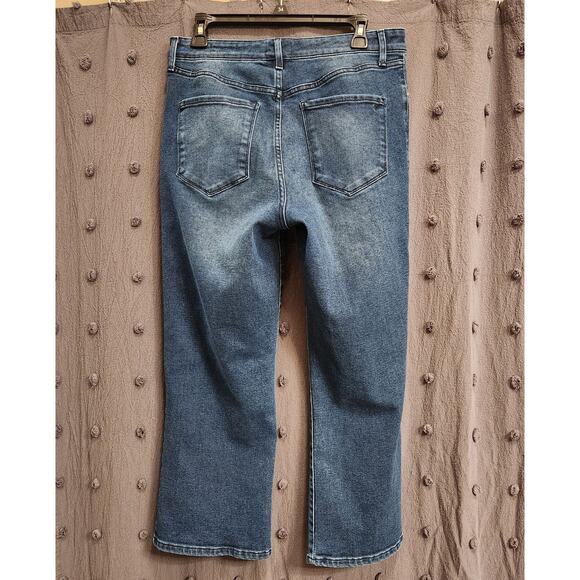 WILLIAM RAST Jeans Juniors 31 Blue Dark Wash Super High Rise Flare Crop Stretch - Picture 3 of 12